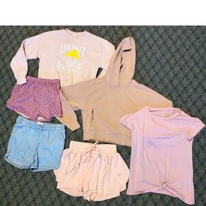 Kids Athletic Shorts Sweatshirt Bundle Set of oufits Sz XS to 10 shorts